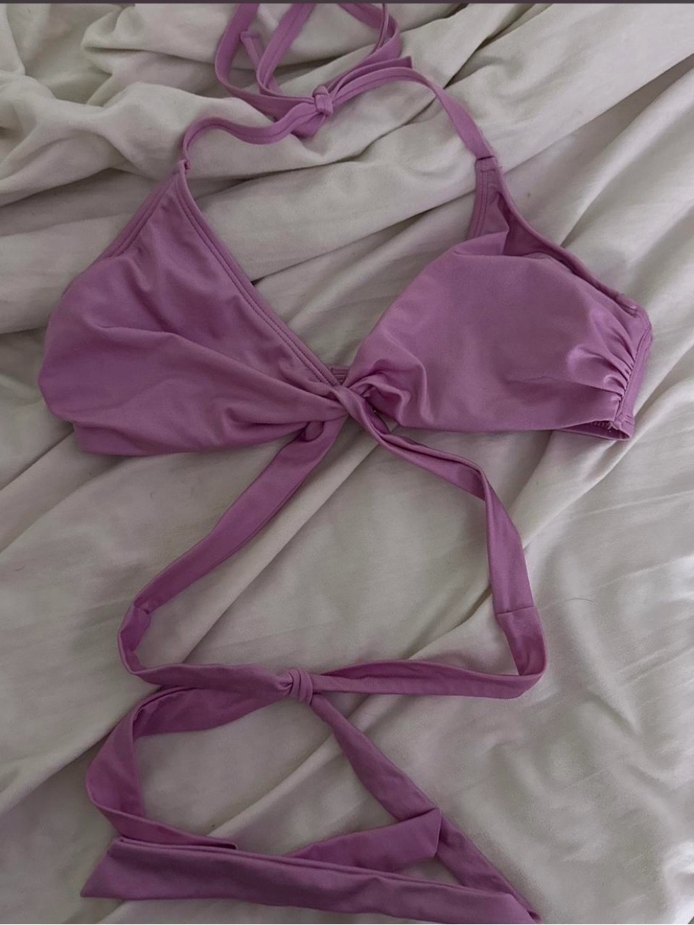 Shade & Shore Lilac Tie-Front Bandeau Bralette